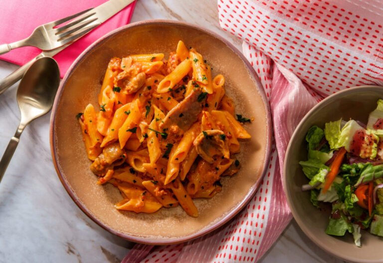 5 new ways to enjoy cottage cheese Italian penne alla vodka with cottage cheese blended into the sauce (EzumeImages / Getty Images)