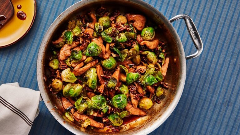 Maple Bourbon Chicken With Brussels Sprouts Recipe