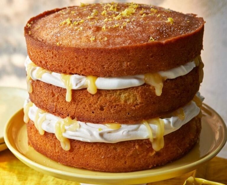 Recreate Bake Off's mystery box challenge with this three-tiered lemon drizzle loaf