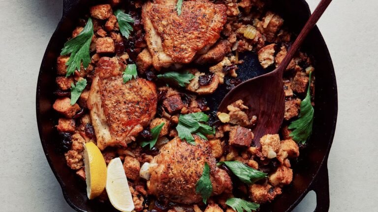 Schmaltzy Chicken and Stuffing Skillet Recipe